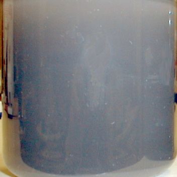 Untreated zero sample of wastewater. The particles are so small that they do not sinks to the bottom.