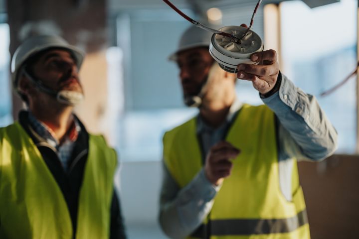 Nexans-kabler med to elektrikere, brannalarm