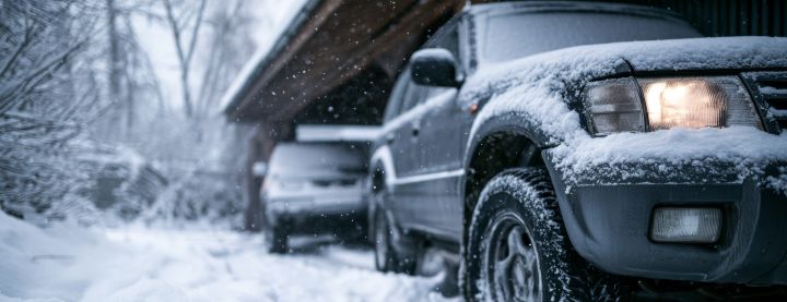 Bilde av oppkjørsel med is og snø