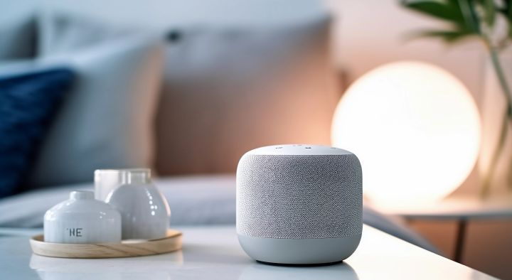 En amazon alexa på bordet i et moderne smart hjem