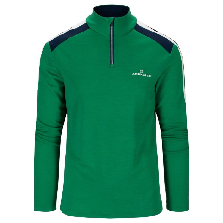 5mila half zip fra Amundsen Sports. Fargen WinterGreentil herre. Produktbilde sett forfra