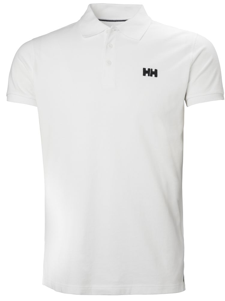 Transat Polo fra Helly Hansen til herre i fargen white med en liten, sort HH-logo på brystet. Produktbildet viser tskjorten sett forfra