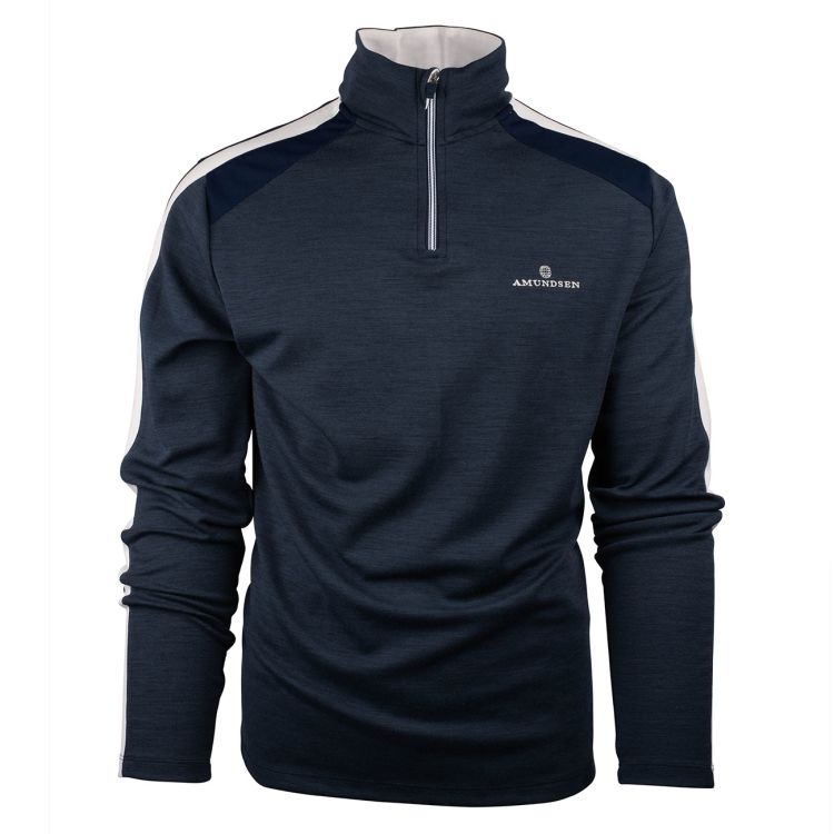 5mila half zip fra Amunsen Sports. Blå til herre. Produktbilde sett forfra