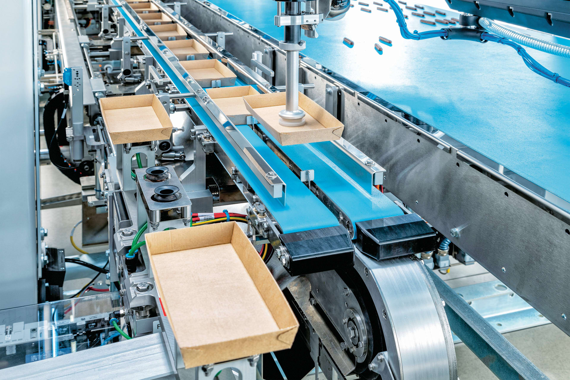 Packaging machine with cardboard trays