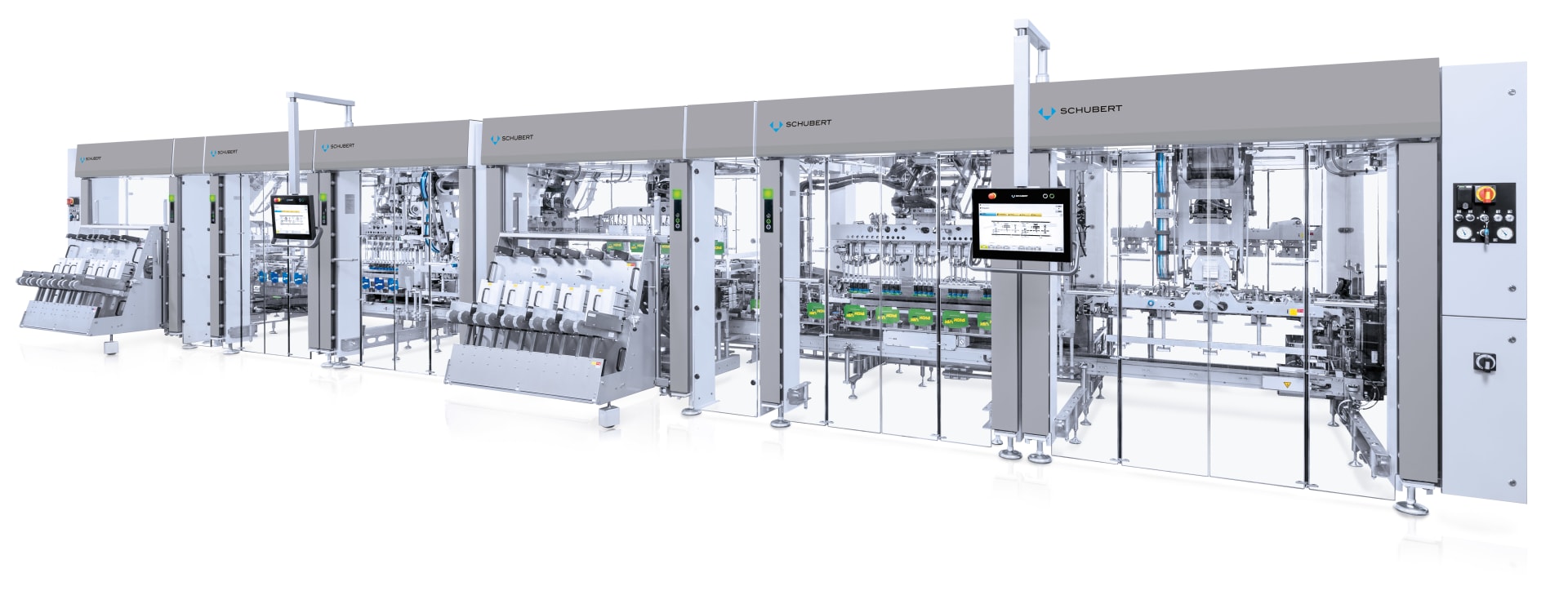 The new packaging line that Schubert developed for Bahlsen's "PiCK UP" biscuit bar.