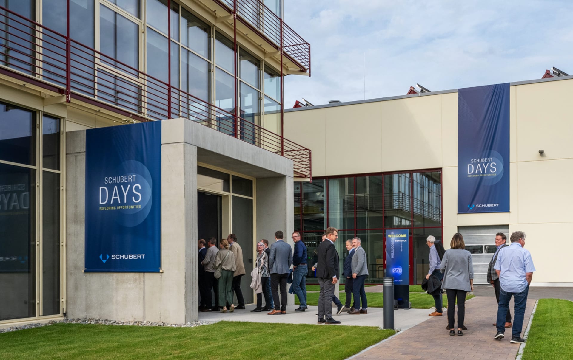 Visitors arriving at the Schubert Days event which was held at Gerhard Schubert’s headquarters in Crailsheim.