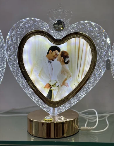 Glass white heart shape photo frame