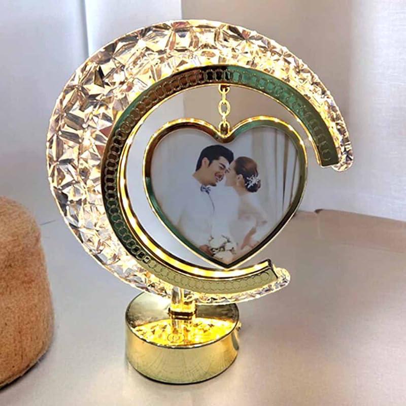Led crystal moon shaped photo frame