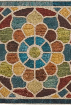 Mohawk Ornamental Entry Mat Woodblock Garden Chestnut 2'0" x 4'0"