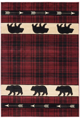 United Weavers Cottage Tartan Bear Burgundy