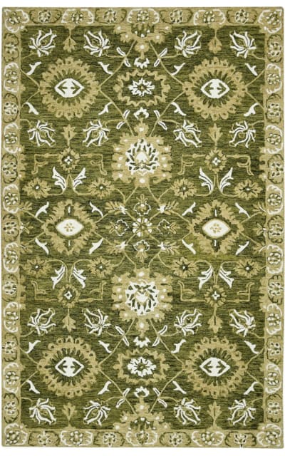 Olive Green Rugs Pattern Amer Romania Rom-6 Olive Green | Rug Studio
