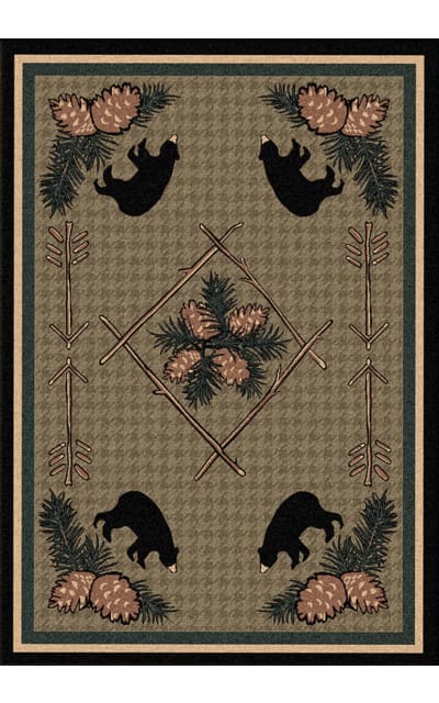 American Dakota National Park Pine Cone Bears Brown Area Rug