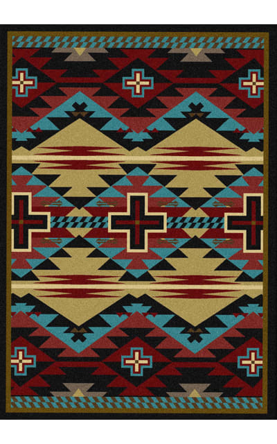 American Dakota Trader Rugs Rustic Cross Blue Area Rug