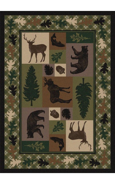 American Dakota National Park Wildlife Retreat Green Area Rug