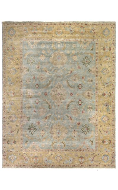Antique Weave Oushak Hand Knotted 3344 Light Blue - Gold Area Rug