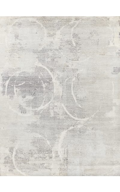 Fine Pure Silk Hand Knotted 4223 Grey - Ivory - Multi Area Rug