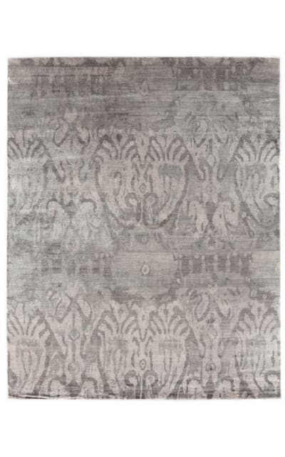 Antiqued Silk Hand Knotted 5066 Ivory - Silver Area Rug