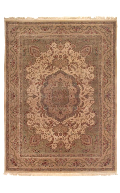 Super Fine Tabriz Hand Knotted 5416 Ivory Area Rug