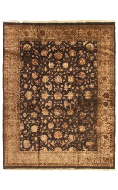 Museum Kashan Hand Knotted 5729 Charcoal - Beige Area Rug