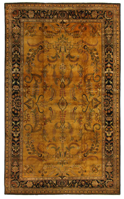 Antique Weave Mohajeran Hand Knotted 5881 Gold - Black Area Rug