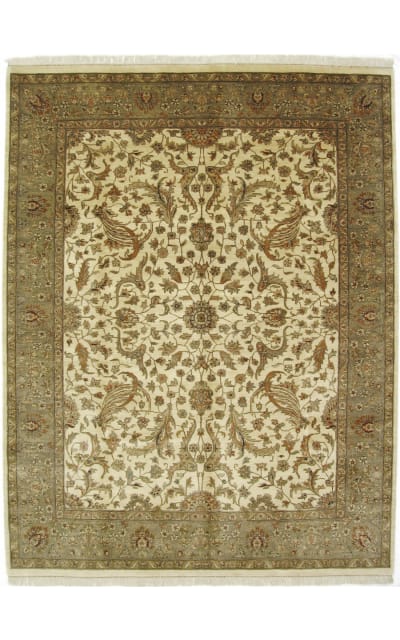 Moghul Hand Knotted 6425 Gold - Green Area Rug