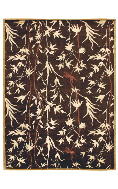 Milano Velvet Hand Knotted 8212 Brown - Ivory Area Rug