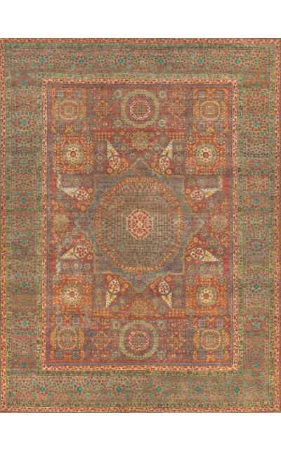 Mamluk Hand Knotted 9205 Rust - Green Area Rug