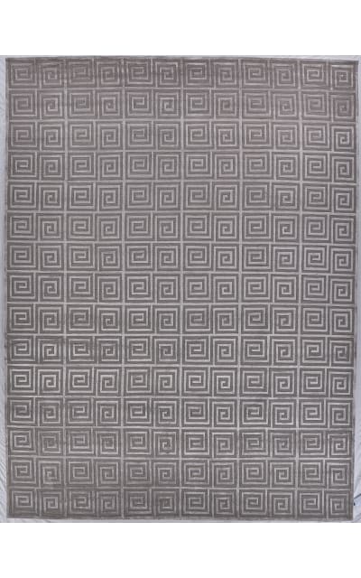 Exquisite Rugs Greek Key Hand Knotted 9419 Silver Area Rug