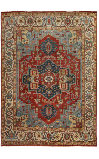 Antique Weave Serapi Hand Knotted 9972 Red - Ivory Area Rug