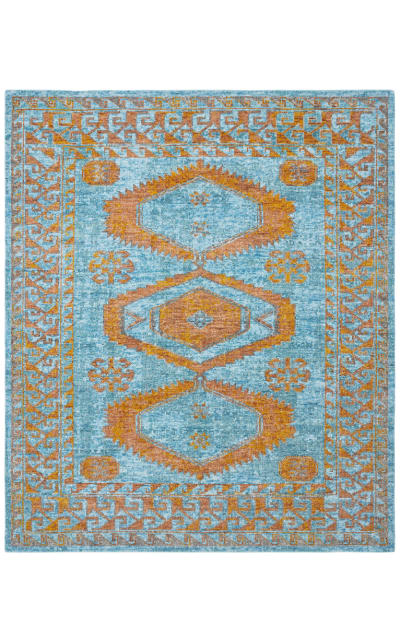 Tangerine Color Rug Taylor 100669 Turquoise - Tangerine | Rug Studio