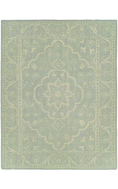 HRI Antique Natural An-262 Blue - Ivory Area Rug