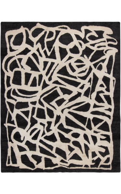 HRI Spiral Sp-04 Black - White Area Rug