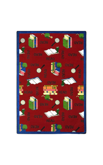 Joy Carpets Kid Essentials Bookworm Red Area Rug