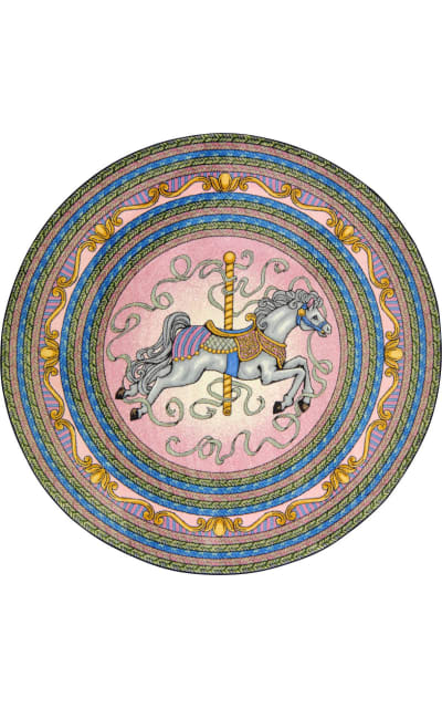 Joy Carpets Kid Essentials Carousel Pink Area Rug