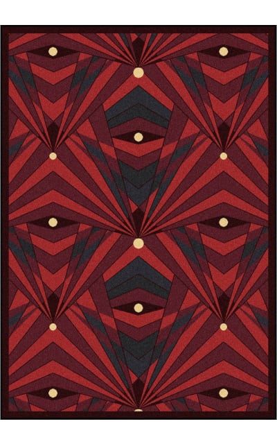 Any Day Matinee Deco Strobe Burgundy Area Rug