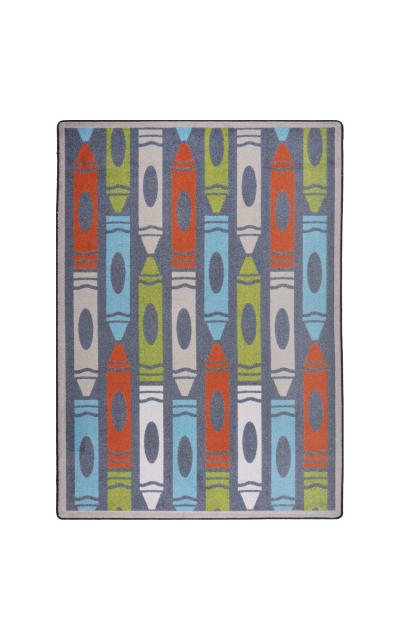 Joy Carpets Playful Patterns Jumbo Crayons Chalkdust Area Rug