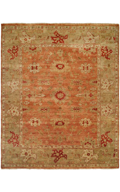 Oushak 100455 Terracotta - Light Green Area Rug