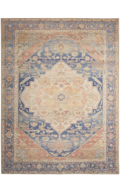 Vintage Washables Vws13 Blue Coral Area Rug