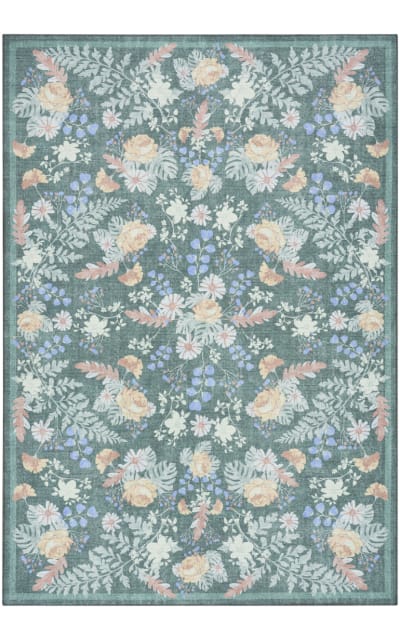 Botanical Washables BOT02 Green Multicolor Area Rug