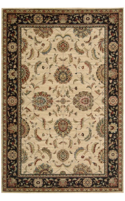Living Treasures LI-04 Ivory-Black Area Rug Clearance