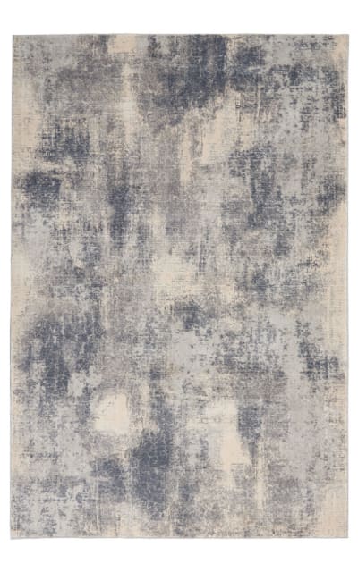 Rustic Textures Rus02 Blue - Ivory Area Rug