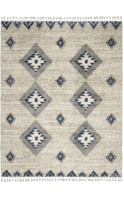 Oslo Shag Osl03 Ivory - Blue Area Rug