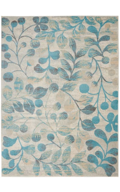 Nourison Tranquil Tra03 Ivory - Turquoise Area Rug