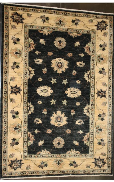 ORG Peshawar Floral Black - Gold Area Rug Last Chance