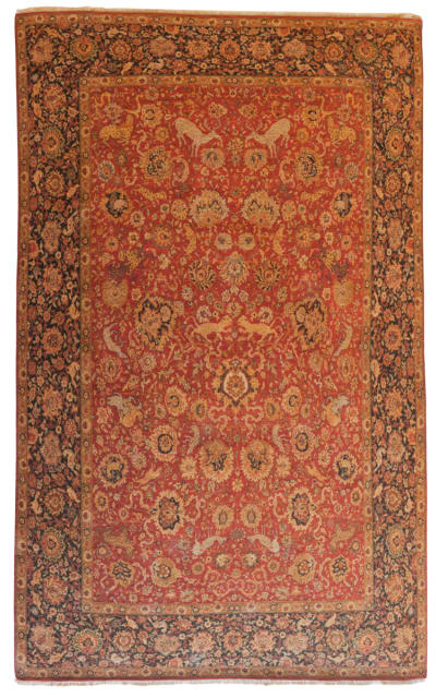 Org Qajar Hunting-1 Rdbk Area Rug
