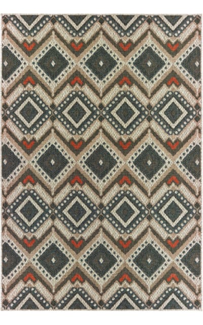 Latitude 002X3 Grey - Orange Area Rug
