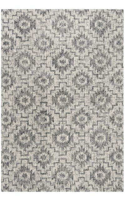 Abstract Abt202a Ivory - Dark Grey Area Rug