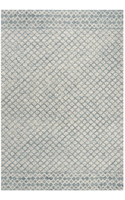 Abstract Abt203a Blue - Ivory Area Rug