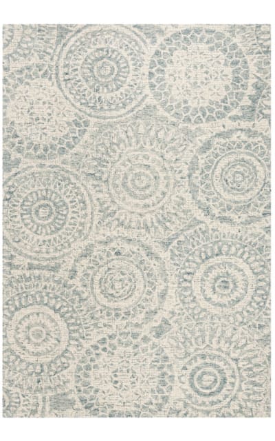 Abstract Abt205a Ivory - Blue Area Rug
