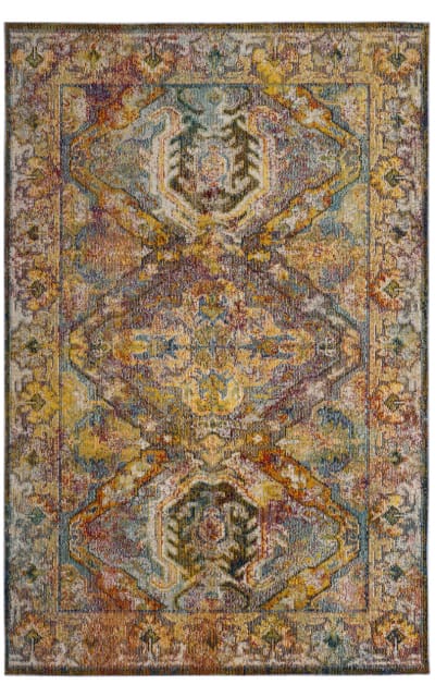Crystal Crs516a Light Blue - Orange Area Rug